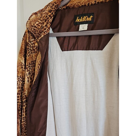 Vintage Nylon Bomber Jacket Snakeskin Pattern Gold Brown 90s Y2K Hip Hop Womans - Picture 14 of 15